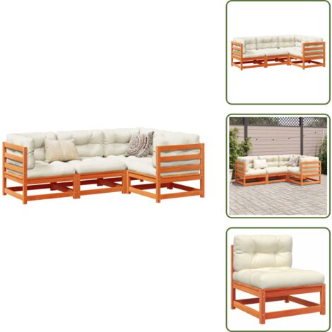 Cuscini per divano - vidaXL Set Divani Giardino 4pz con Cuscini Marrone Cera Massello Pino - Mobili da giardino
