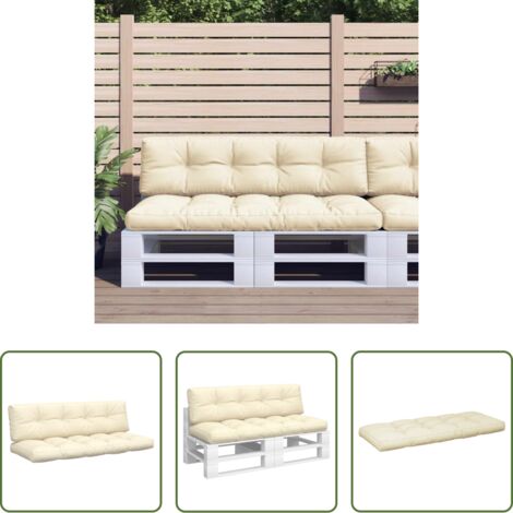 Cuscini per giardino -  Cuscini per Pallet 2 pz Crema in Tessuto
