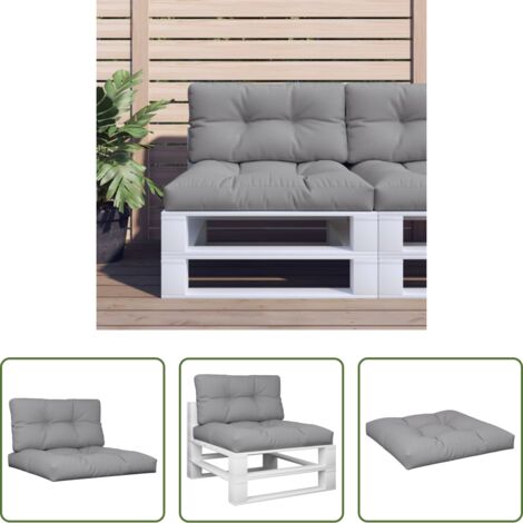 Cuscini per giardino -  Cuscini per Pallet 2 pz Grigi in Tessuto