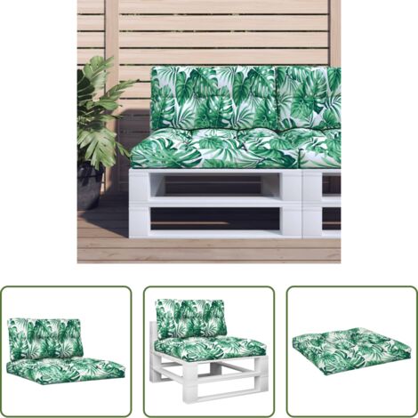 Cuscini per giardino -  Cuscini per Pallet 2 pz Motivo a Foglie Tessuto