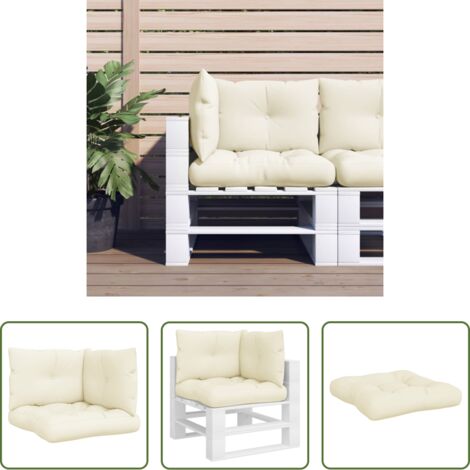 Cuscini per giardino -  Cuscini per Pallet 3 pz Crema in Tessuto
