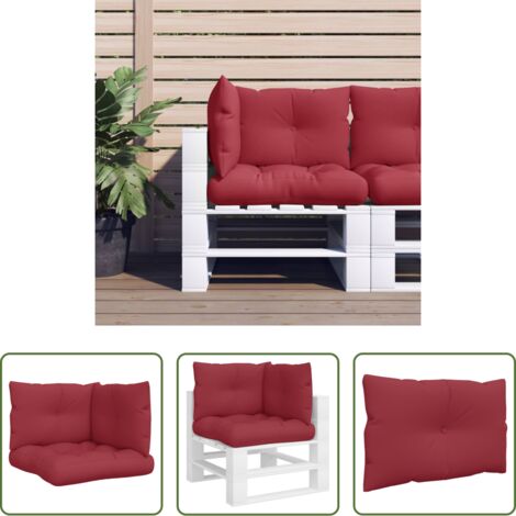 Cuscini per giardino -  Cuscini per Pallet 3 pz Rosso Vino in Tessuto