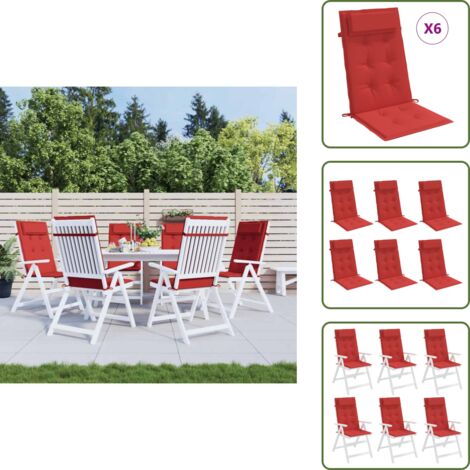 Cuscini per giardino - vidaXL Cuscini per Sedia con Schienale Alto 6 pz Rosso Tessuto Oxford - Cuscini per casa