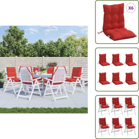 Cuscini per giardino - vidaXL Cuscini per Sedia Schienale Basso 6 pz Rossi in Tessuto Oxford - Cuscini per casa
