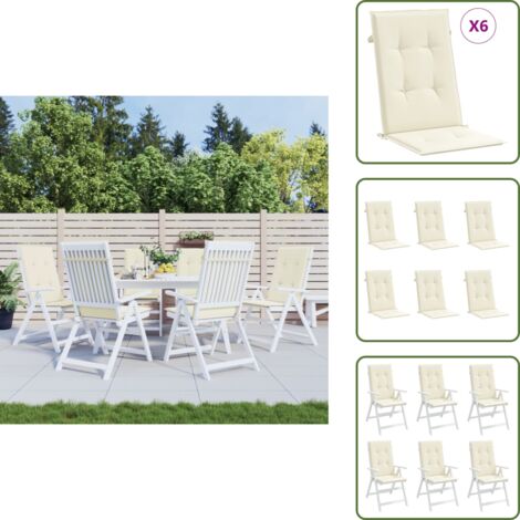 Cuscini per giardino - vidaXL Cuscini per Sedie 6 pz Crema 120x50x3 cm in Tessuto - Cuscini per patio