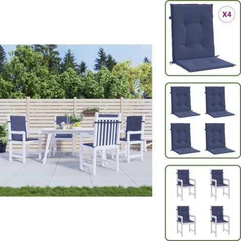 Cuscini per giardino - vidaXL Cuscini Sedia Schienale Basso 4 pz Blu Marino in Tessuto - Cuscini per casa