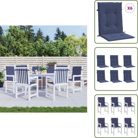 Cuscini per giardino - vidaXL Cuscini Sedia Schienale Basso 6 pz Blu Marino in Tessuto - Cuscini per sedia da casa