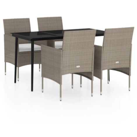 Cuscini per mobili da giardino per sala da pranzo 5 pezzi beige/nero 020014616