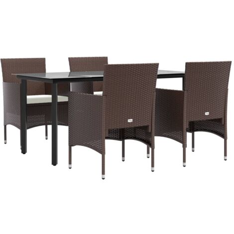 Cuscini per mobili da giardino per sala da pranzo 5 pezzi marrone/nero 020014617