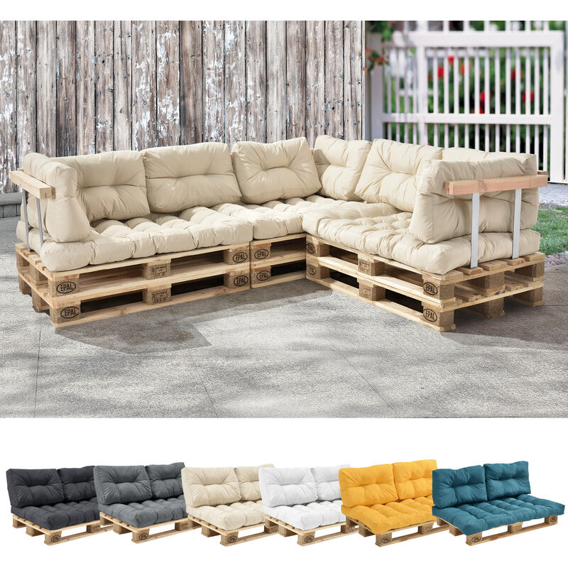 cuscino seduta cuscino schienale Divano paletta euro-sof/á In//Outdoor 7 pezzi crema en.casa Cuscini per paletta euro-sof/á tavolozze