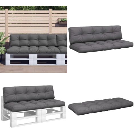 Cuscini per Pallet 2 pz Antracite in Tessuto - Cuscini per giardino - Cuscini esterni