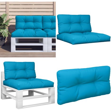 Cuscini per Pallet 2 pz Azzurro in Tessuto - Cuscini per giardino - Cuscini per esterno