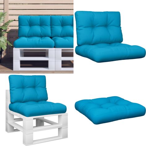 Cuscini per Pallet 2 pz Blu in Tessuto - Cuscini per giardino - Cuscini da esterno