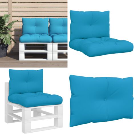 Cuscini per Pallet 2 pz Blu in Tessuto - Cuscino da Giardino - Cuscino da Patio
