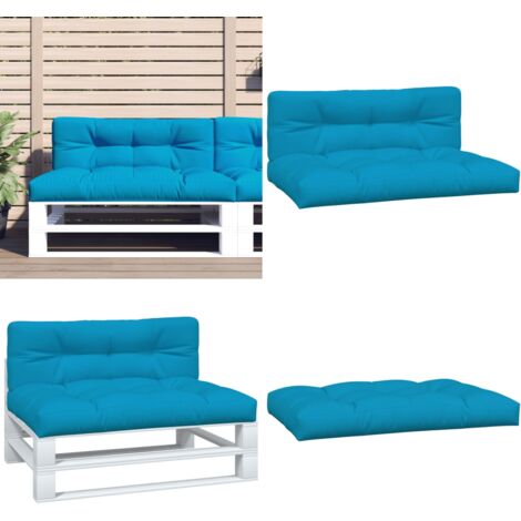 Cuscini per Pallet 2 pz Blu in Tessuto - Cuscino per patio - Cuscino per esterno