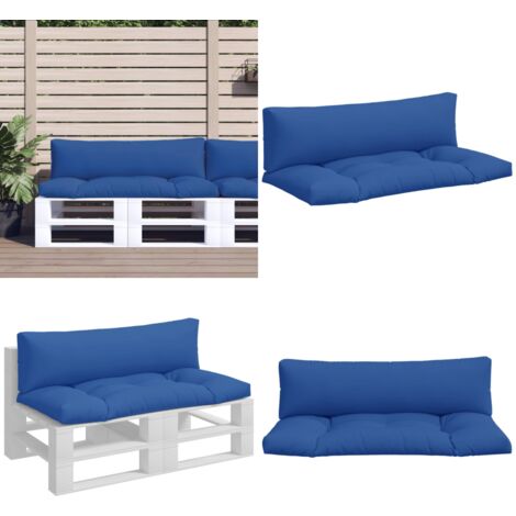 Cuscini per Pallet 2 pz Blu in Tessuto - Cuscino per patio - Cuscino per esterno
