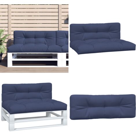 Cuscini per Pallet 2 pz Blu Marino in Tessuto - Cuscini per giardino - Cuscini da esterno