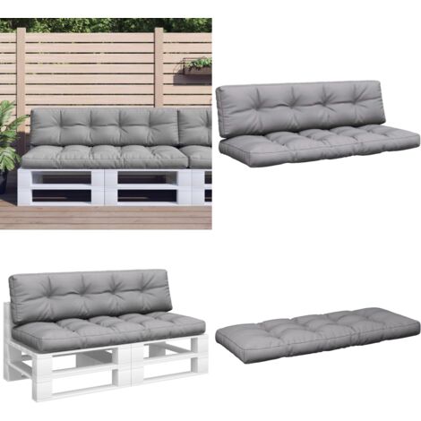 Cuscini per Pallet 2 pz Grigi in Tessuto - Cuscini per giardino - Cuscini esterni