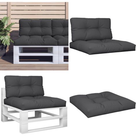 Cuscini per Pallet 2 pz Neri in Tessuto - Cuscino da giardino - Cuscino da patio
