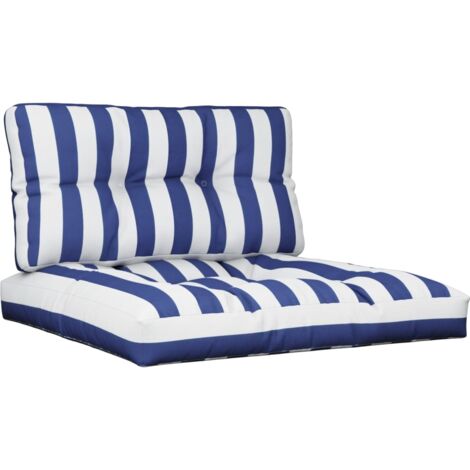 Cuscini per Pallet 2 pz Strisce Blu e Bianche in Tessuto vidaXL