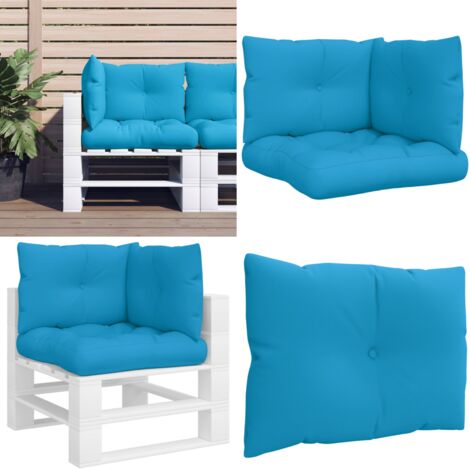 Cuscini per Pallet 3 pz Blu in Tessuto - Cuscini per giardino - Cuscini per esterno