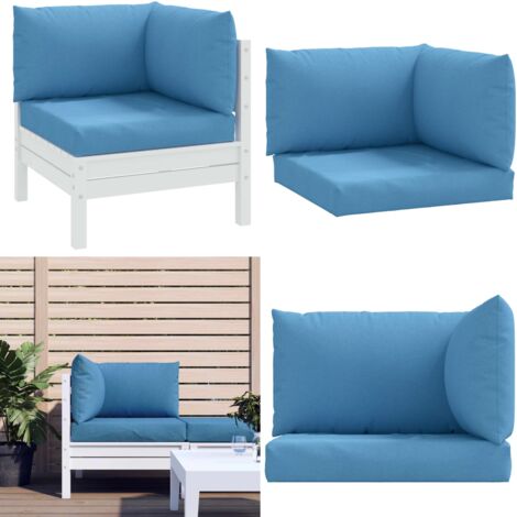 Cuscini per Pallet 3 pz Blu Mélange in Tessuto - Cuscini da giardino - Cuscini per esterno