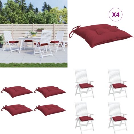 Cuscini per Pallet 4 pz Rosso Vino 50x50x7 cm Tessuto Oxford - Cuscino da giardino - Cuscino da patio