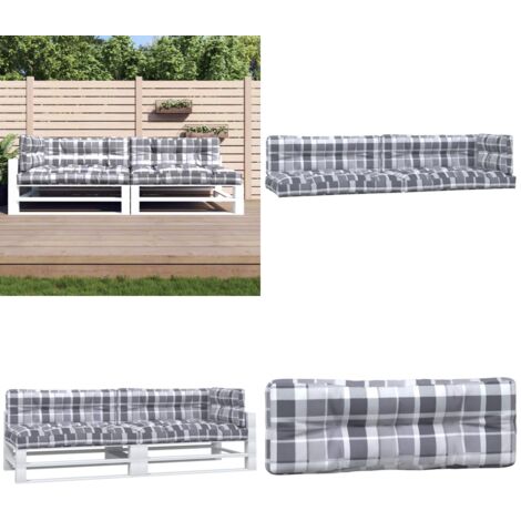 Cuscini per Pallet 5 pz Grigi a Quadri in Tessuto - Cuscini per giardino - Cuscini per esterno