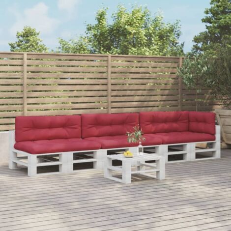 Cuscini per Pallet 7 pz Rosso Vino in Tessuto vidaXL