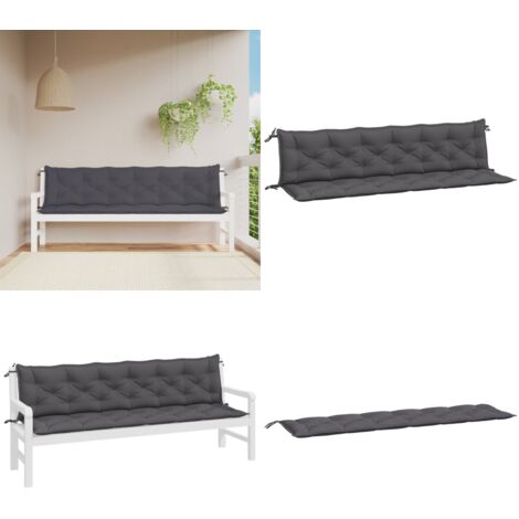 Cuscini per Panca 2 pz Antracite 200x50x7 cm in Tessuto Oxford - Cuscini per panca - Cuscini esterni