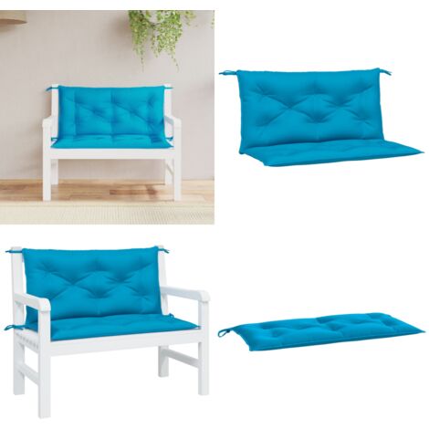 Cuscini per Panca 2 pz Azzurri 100x50x7cm in Tessuto Oxford - Cuscino per panca - Cuscino da esterno