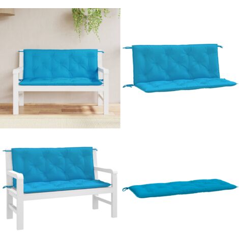 Cuscini per Panca 2 pz Azzurri 120x50x7cm in Tessuto Oxford - Cuscino per panca - Cuscino da esterno