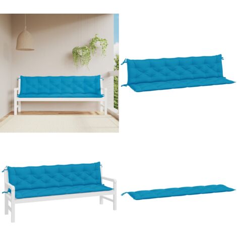 Cuscini per Panca 2 pz Azzurri 200x50x7 cm in Tessuto Oxford - Cuscino per panca - Cuscino da esterno