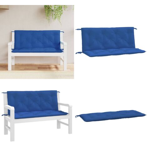 Cuscini per Panca 2 pz Blu 120x50x7 cm in Tessuto Oxford - Cuscino per panca - Cuscino da esterno