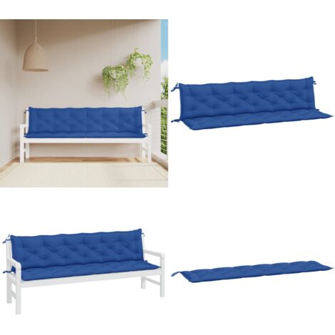 Cuscini per Panca 2 pz Blu 200x50x7 cm in Tessuto Oxford - Cuscino per panca - Cuscino da esterno