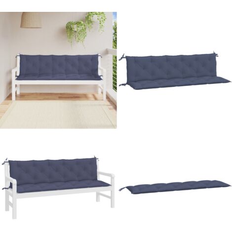 Cuscini per Panca 2 pz Blu Marino 180x50x7 cm in Tessuto Oxford - Cuscini per panca - Cuscini esterni