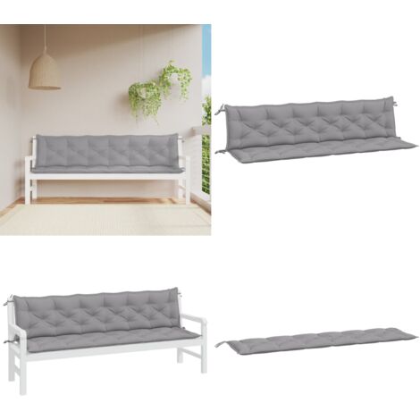 Cuscini per Panca 2 pz Grigi 200x50x7 cm in Tessuto Oxford - Cuscino per panca - Cuscino da esterno