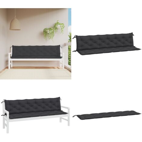 Cuscini per Panca 2 pz Neri 200x50x7 cm in Tessuto Oxford - Cuscini per panca - Cuscini esterni