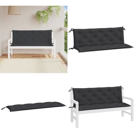 Cuscini per Panca 2 pz Nero 150x50x7 cm in Tessuto Oxford - Cuscino per panca - Cuscino da esterno