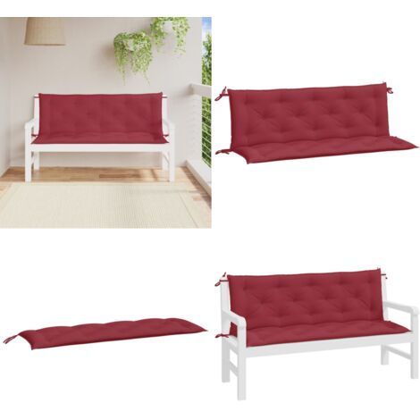 Cuscini per Panca 2 pz Rosso Vino 150x50x7 cm in Tessuto Oxford - Cuscino per panca - Cuscino da esterno