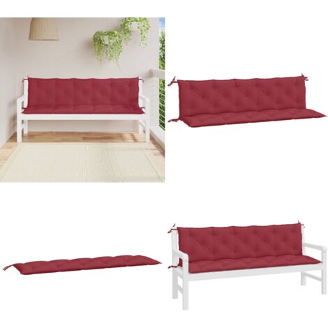 Cuscini per Panca 2 pz Rosso Vino 180x50x7 cm in Tessuto Oxford - Cuscino per panca - Cuscino da esterno