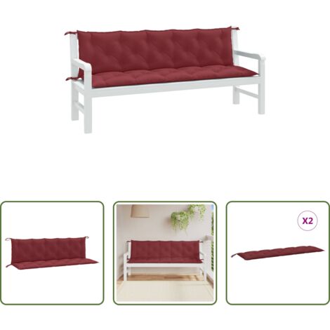 Cuscini per panca -  Cuscini Panca Giardino 2pz Rosso Vino Mélange 180x50x7 cm