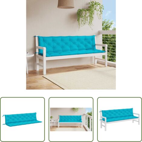Cuscini per panca -  Cuscini per Panca da Giardino 2 pz Turchese 200x50x7 cm Tessuto
