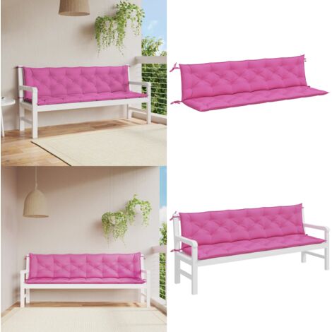 Cuscini per Panca da Giardino 2 pz Rosa 200x50x7 cm in Tessuto - Cuscino per panca - Cuscino da esterno