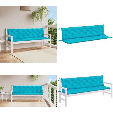 Cuscini per Panca da Giardino 2 pz Turchese 200x50x7 cm Tessuto - Cuscini per panca - Cuscini esterni