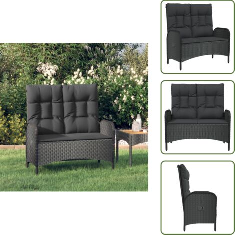 Cuscini per panca - vidaXL Panca Reclinabile da Giardino con Cuscini 107cm Polyrattan Nera - Panca da terrazza