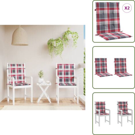 Cuscini per patio - vidaXL Cuscini per Sedia 2 pz a Quadri Rossi 100x50x3cm Tessuto Oxford - Cuscini per casa