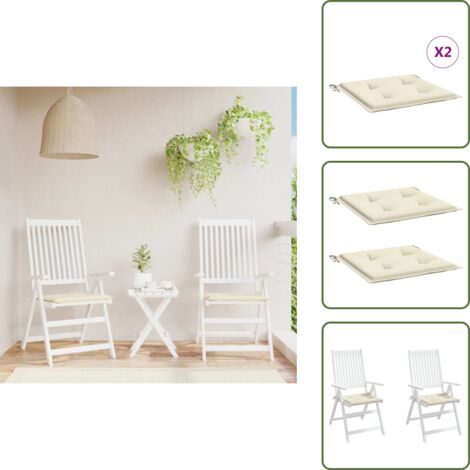 Cuscini per patio - vidaXL Cuscini per Sedia 2 pz Crema 40x40x4 cm in Tessuto Oxford - Cuscini in tessuto oxford