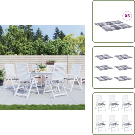 Cuscini per patio - vidaXL Cuscini per Sedia 6 pz a Quadri Grigi 50x50x4 cm Tessuto Oxford - Cuscini in tessuto oxford