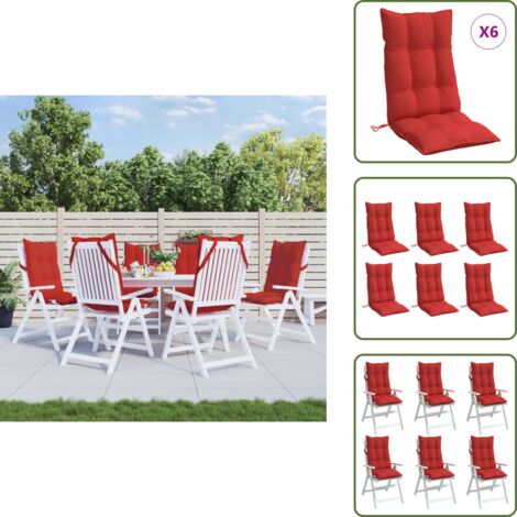Cuscini per patio - vidaXL Cuscini per Sedia con Schienale Alto 6 pz Rosso Tessuto Oxford - Cuscini per casa